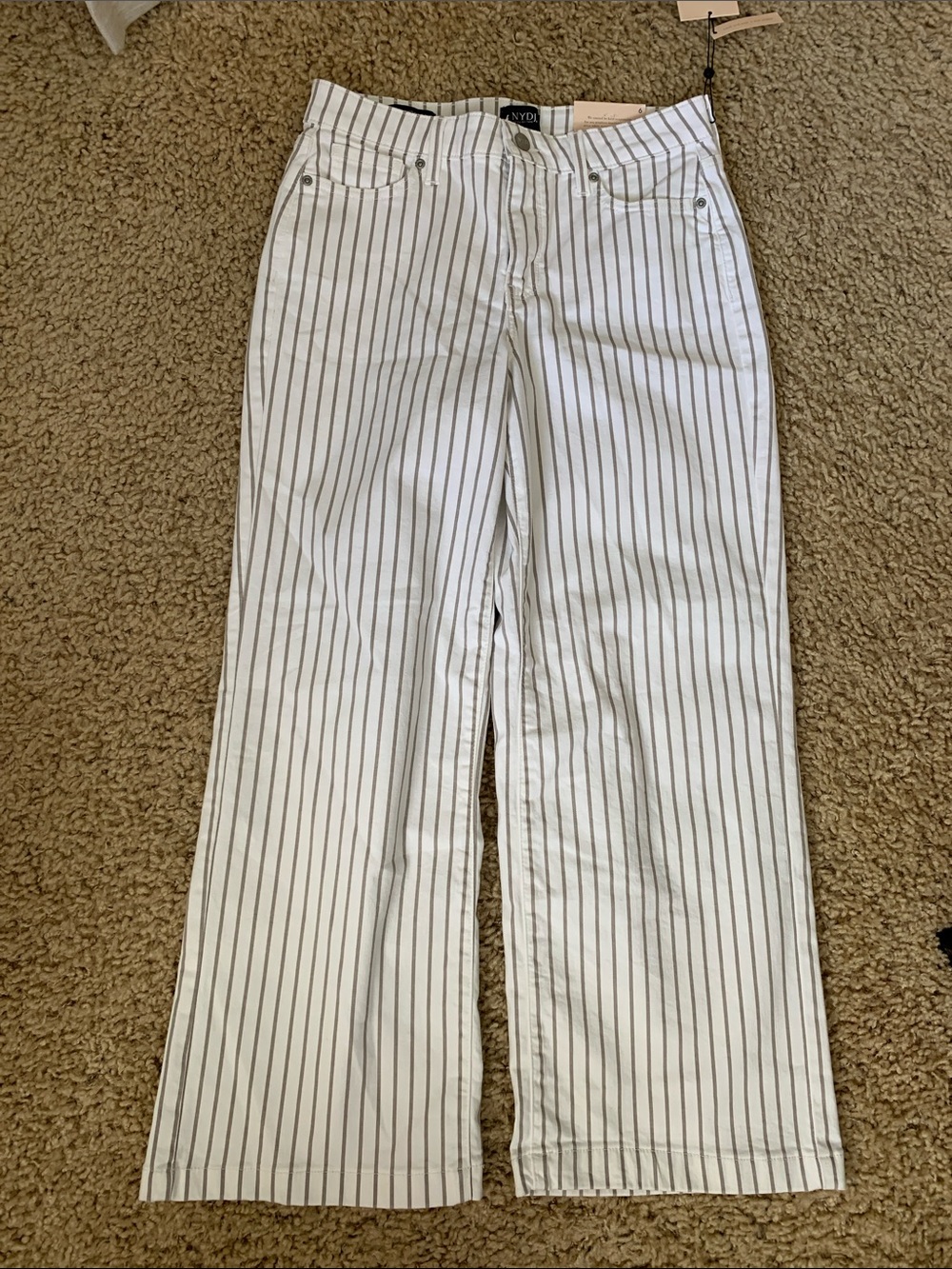 NYDJ Teresa Stripe Wide Leg Ankle hem - sz 6 - new with tags - Picture 10 of 12